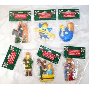 Lot of 6 Christmas Nativity Ornaments Jesus, Mary, Joseph, Wise men, Drummer Boy